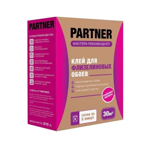 Клей обойный Partner флизелиновый 210г/20